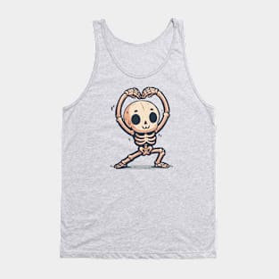 Adorable skeleton heart pose artwork Tank Top